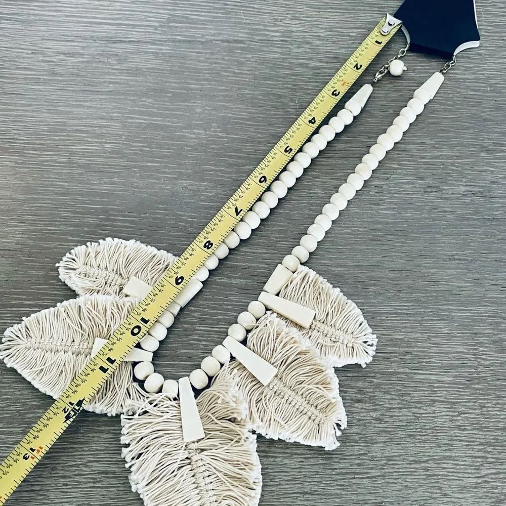 Boho Macrame Statement Necklace - Picture 2 of 3